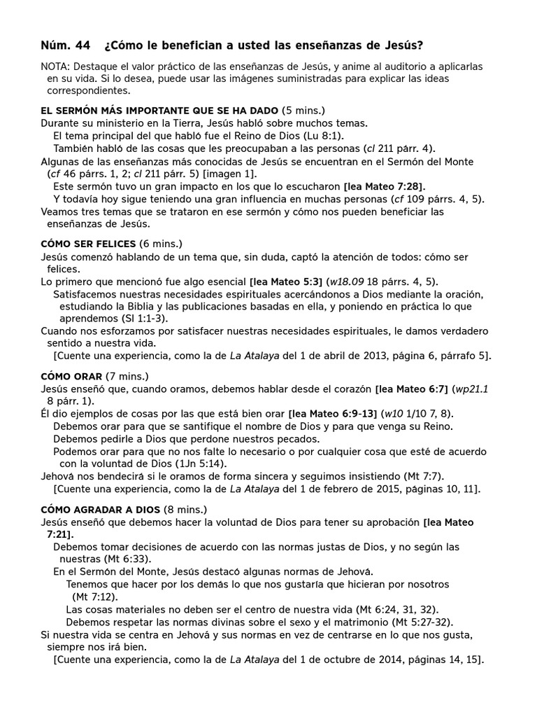 N Um. 44 ¿C Omo Le Benefician A Usted Las Ense Nanzas de Jes Us? | PDF ...