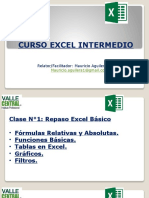 Curso Excel Intermedio: Relator/Facilitador: Mauricio Aguilera Cuevas