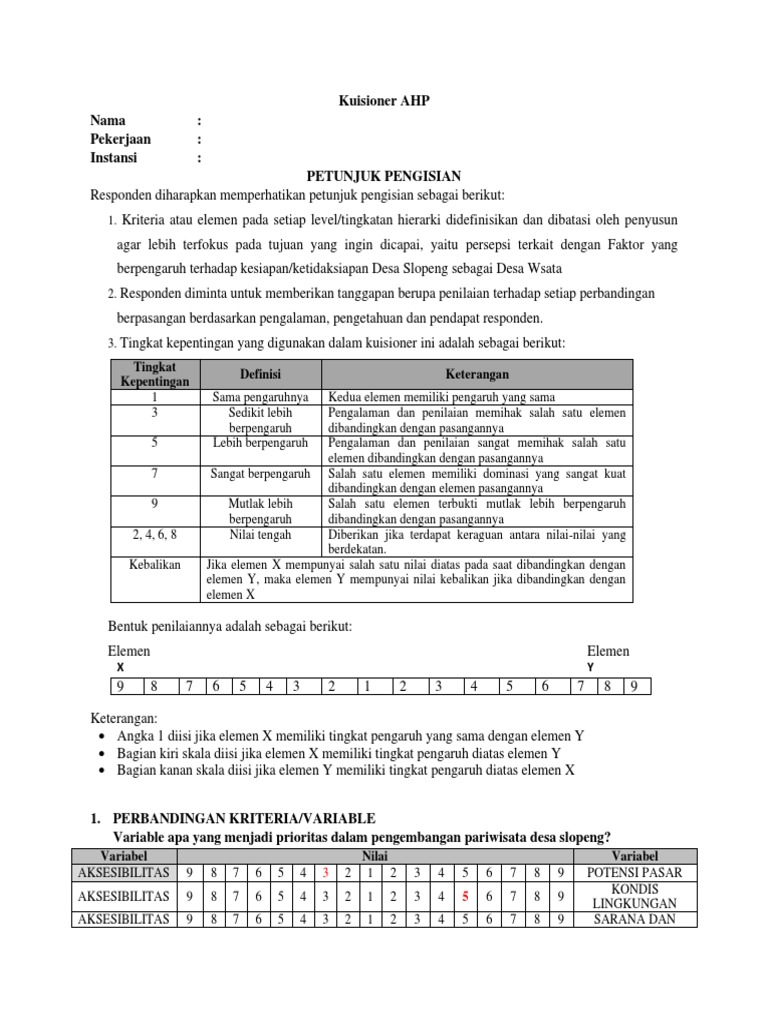 Lampiran kuisioner ahp pdf