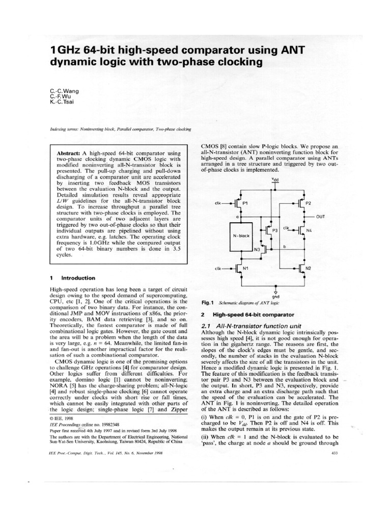 64Bit HighSpeed Comparator Using ANT Dynamic Logic Two Phase Locking