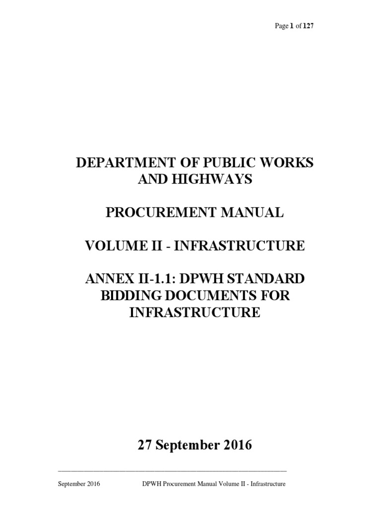DPWH Infrastructure Procurement Manual | PDF | Insurance | Breach Of ...