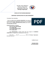 Barangay Certification of Land Ownership