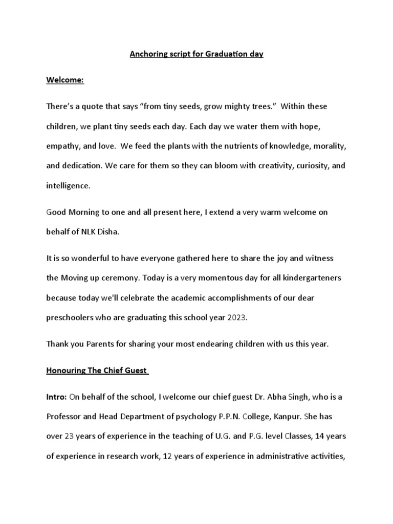 Graduation Day Anchoring Script | PDF