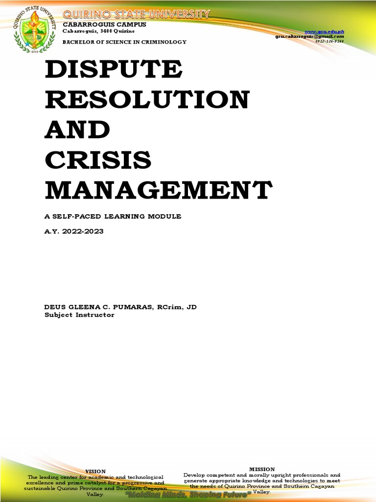 Criminology Conflict Resolution Module | PDF | Mediation | Alternative ...