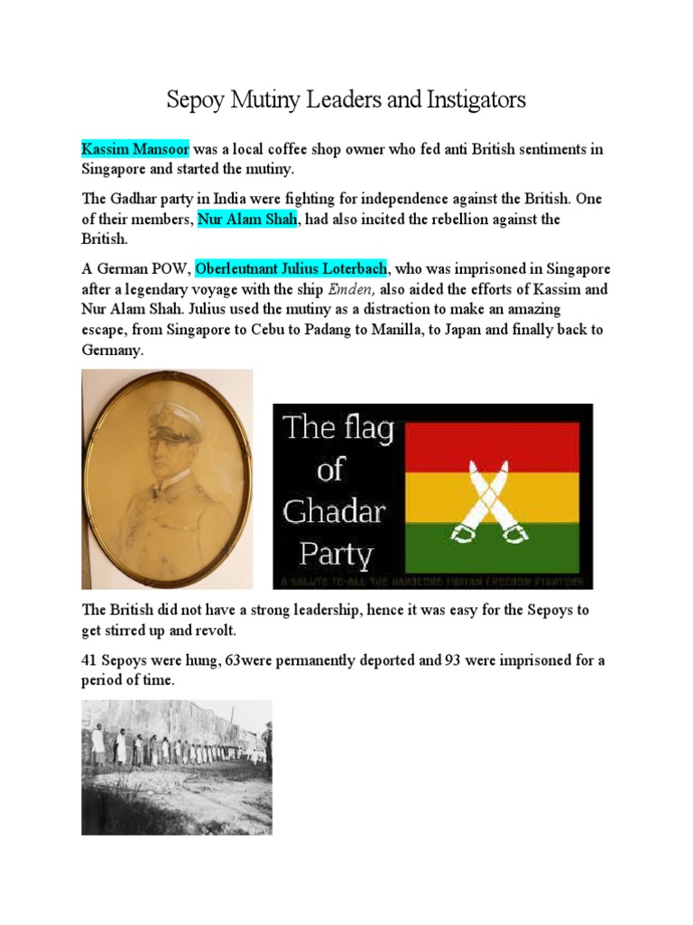 Leaders of the Sepoy Mutiny | PDF