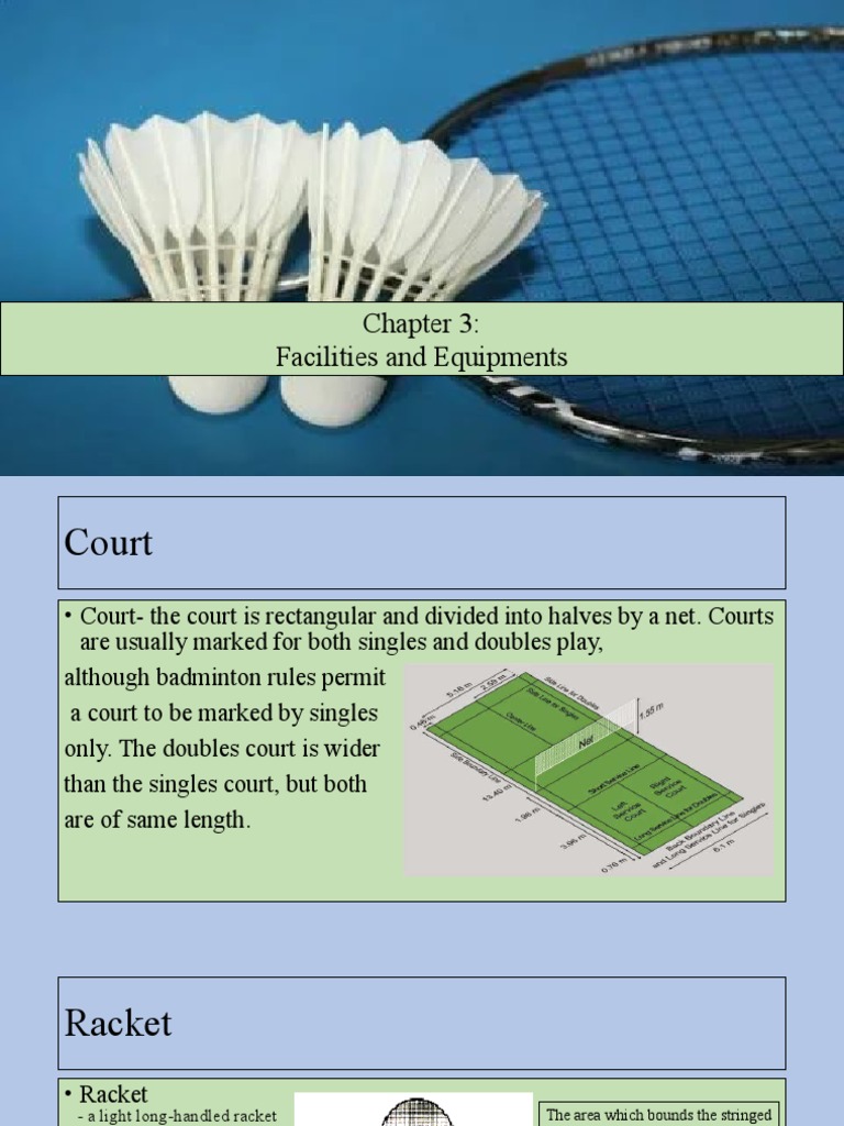 Facilities and Equipment in Badminton PDF