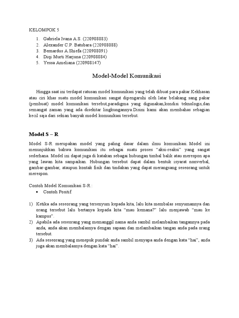 Kelompok 5 - Model Komunikasi - Pik | PDF | Kesehatan Holistik | Sains ...