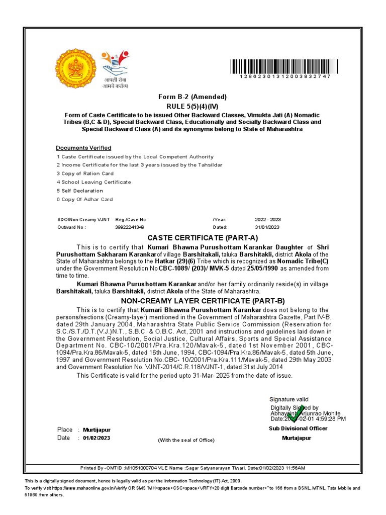 form-b-2-amended-rule-5-5-4-iv-caste-certificate-part-a
