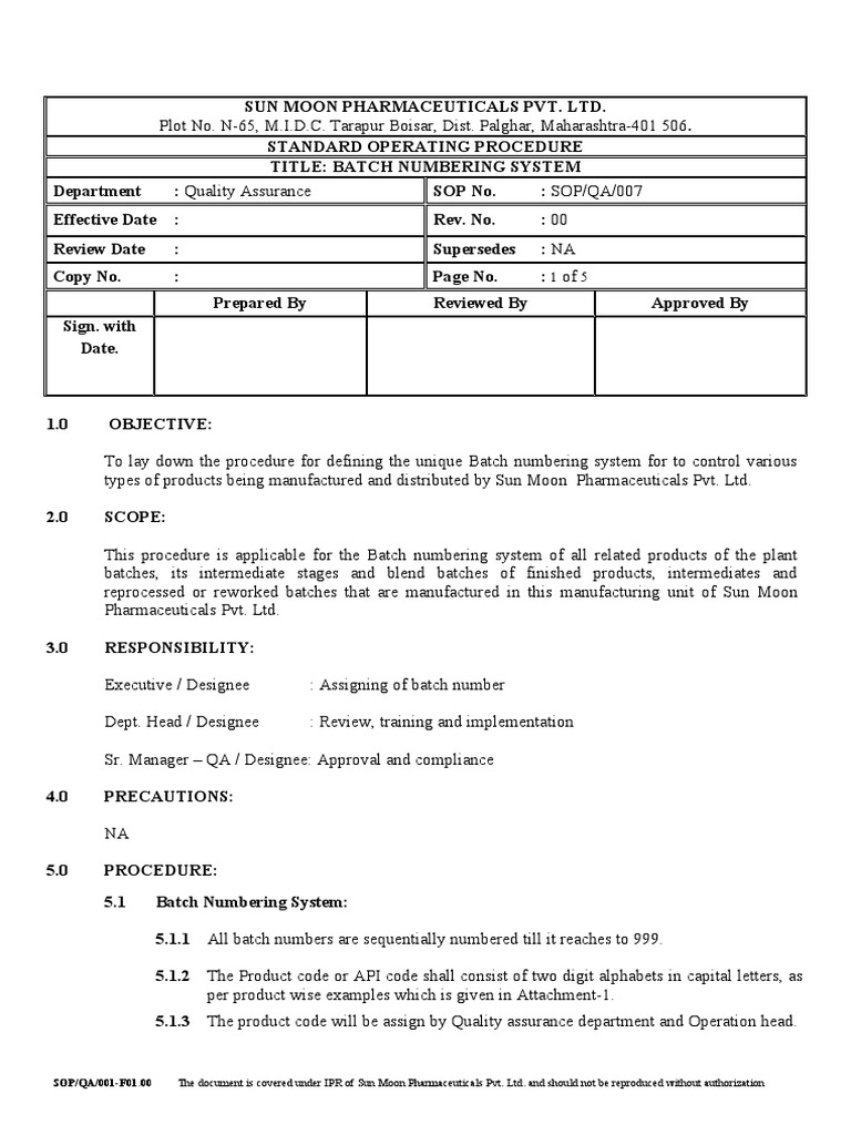 Batch Numbering System QA - 004 | PDF | Quality Assurance | Systems ...
