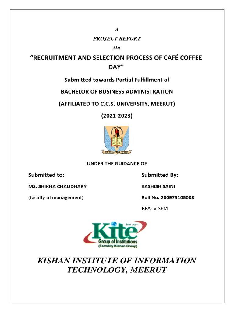 Internship Cafe Coffee Day Report PDF Coffee Recruitment