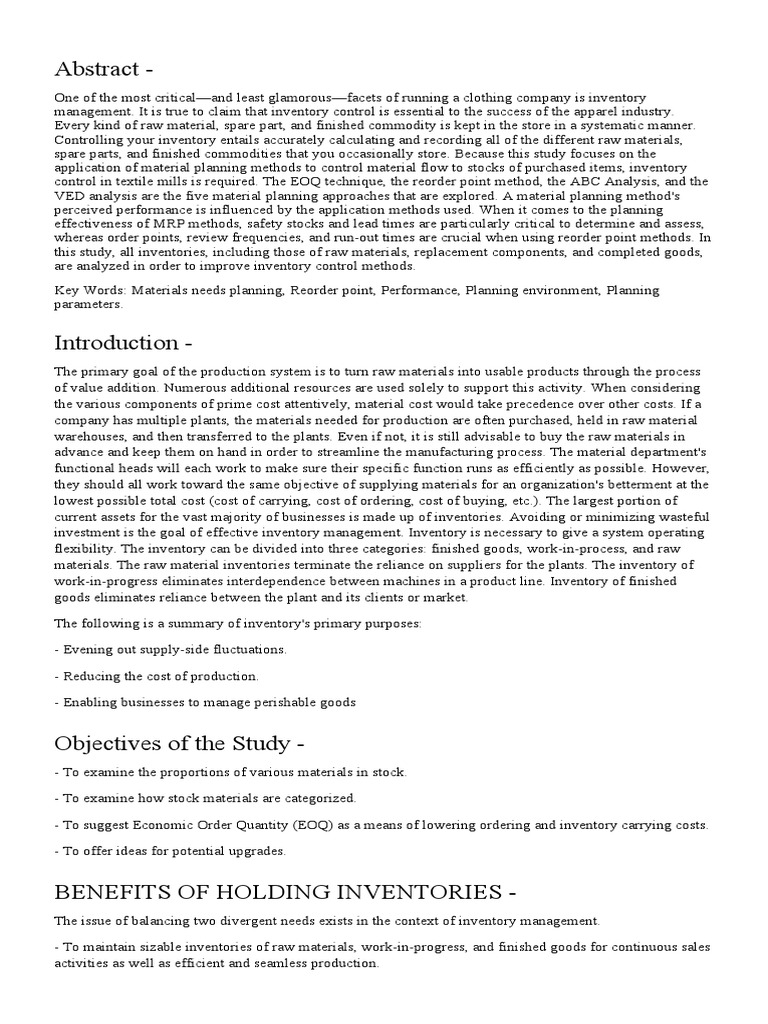 Advance Apparel Manufacturing Management PDF Inventory Data