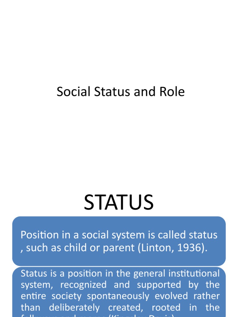 Lecture 5 Social Status and Role Download Free PDF Social Status