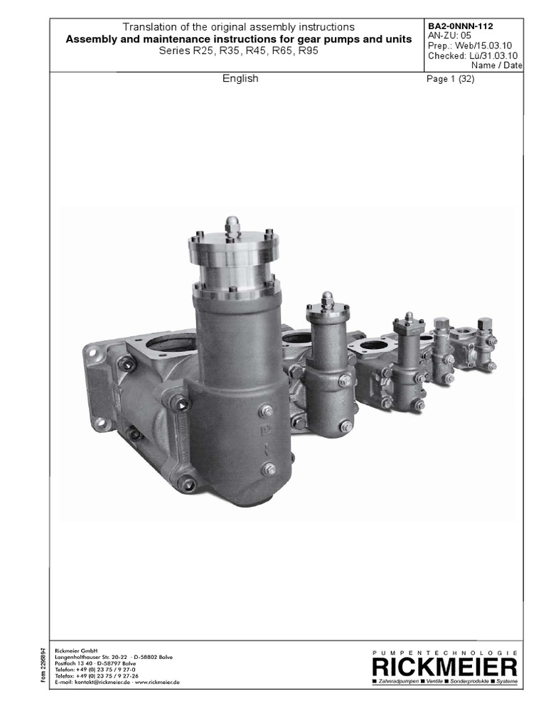 Gear Pump Assembly & Maintenance Guide | PDF | Pump | Valve