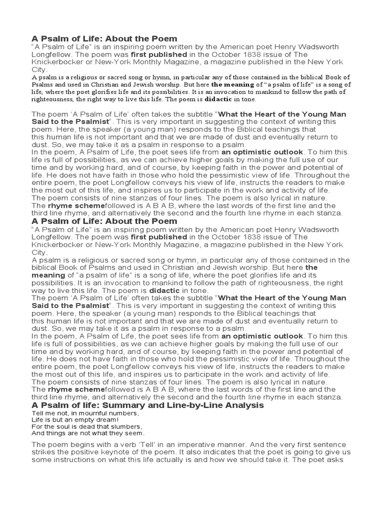A Psalm of Life PDF
