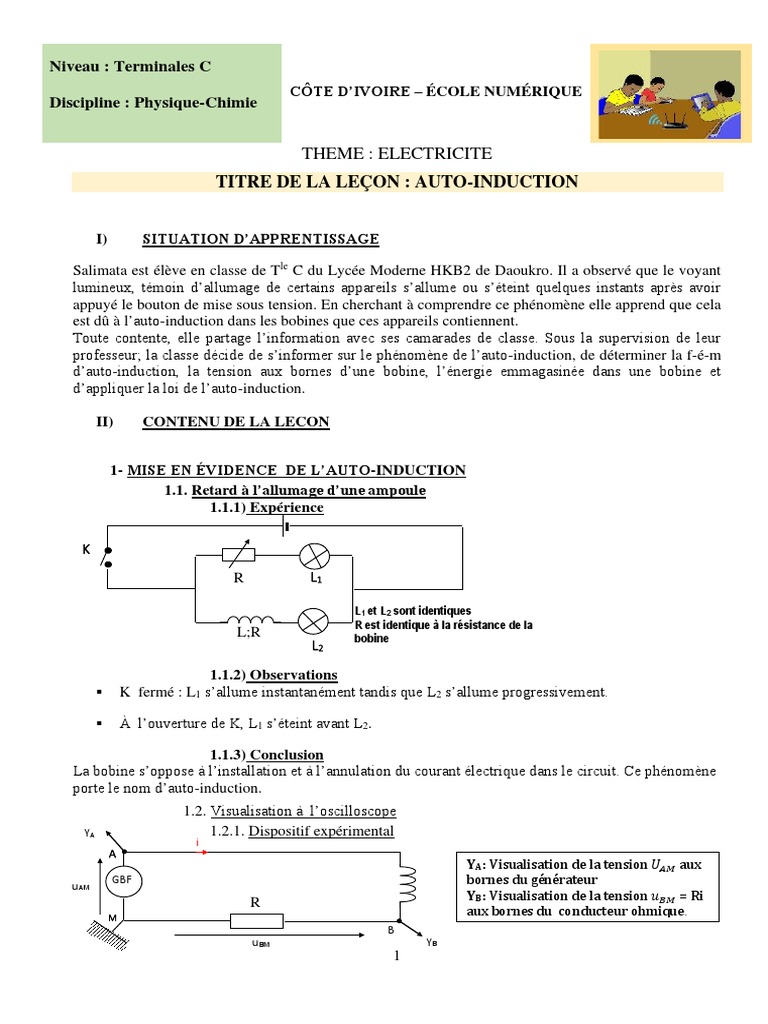 Auto-Induction en Électricité Terminale D | PDF | Induction ...