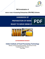 PM Formalisation of Micro Food Processing Enterprises (PM-FME) Scheme Handbook of Preparation of Mango Ready to Serve Drink RTS