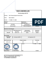 Test certificate for pre-filters