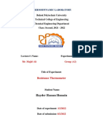 Resistance Thermometer Exp 3