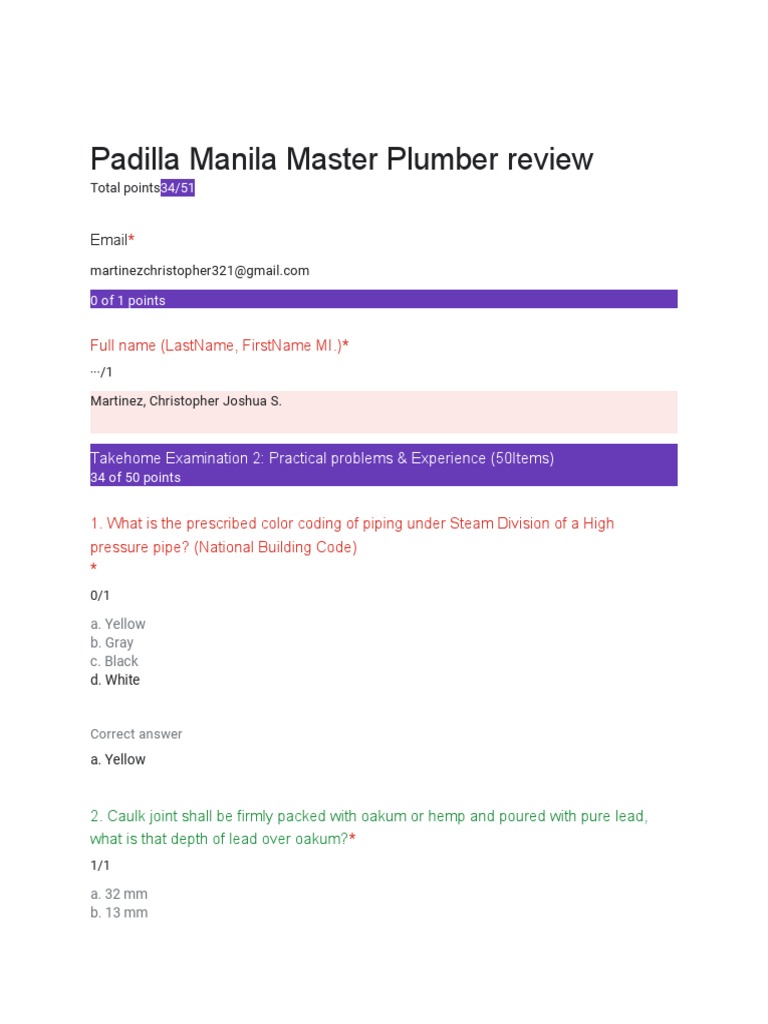 Takehome Exam SPDI 5 PDF Plumbing Sanitation