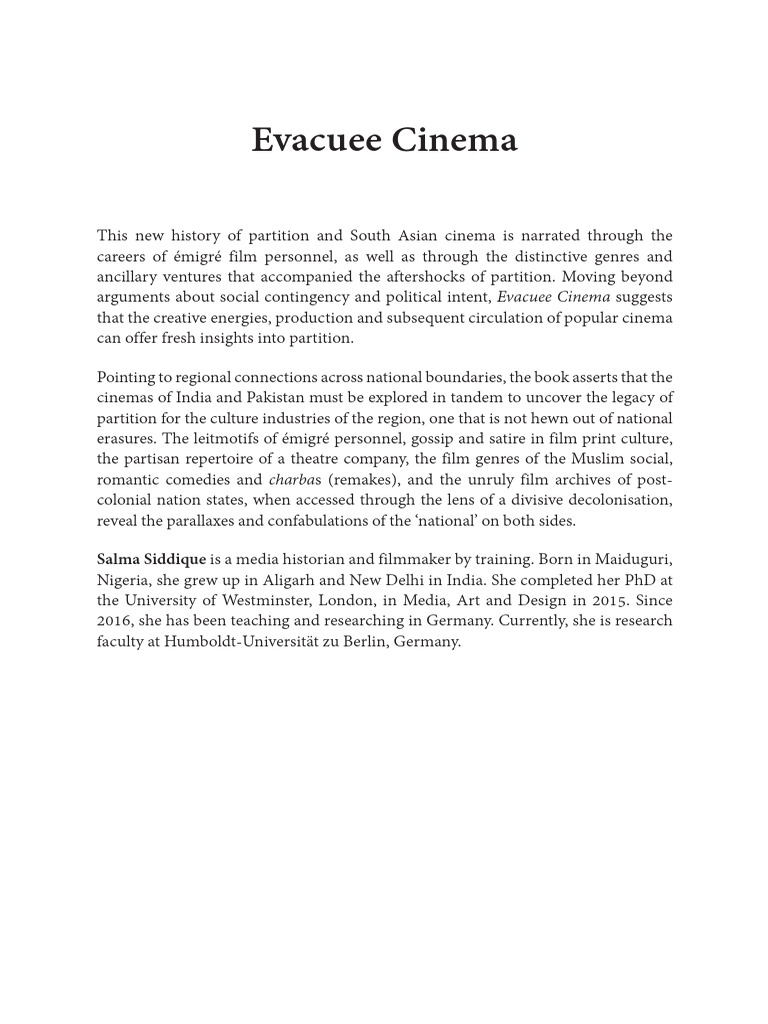 Salma Siddique - Evacuee Cinema