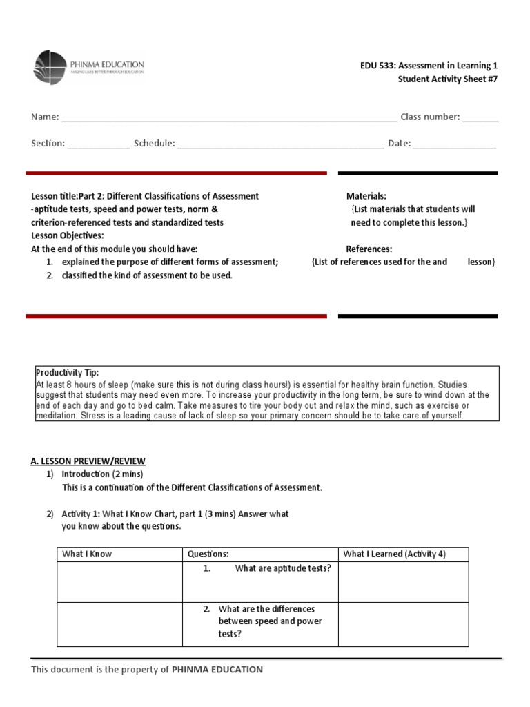 Classifications of Assessment Types | PDF | Educational Assessment ...