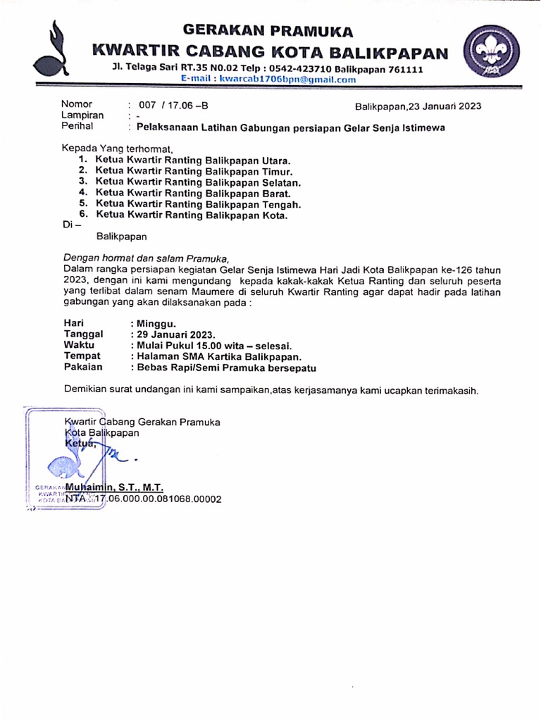 Undangan Latihan Gabungan Senam Maumere | PDF