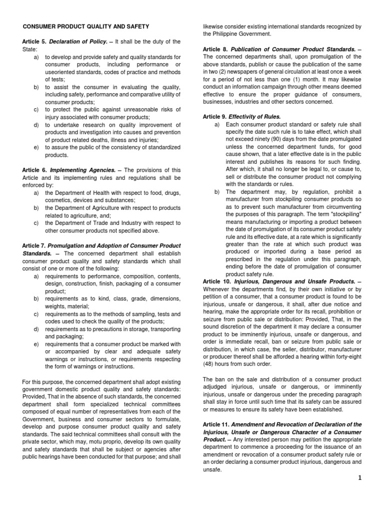 ConsumerProtection, Fria & Competition Act PDF Implied Warranty