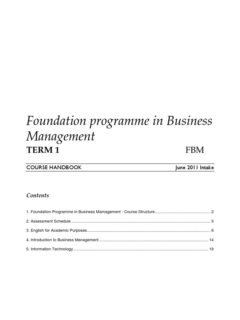 Foundation Business Management Handbook | PDF | Critical Thinking | Essays