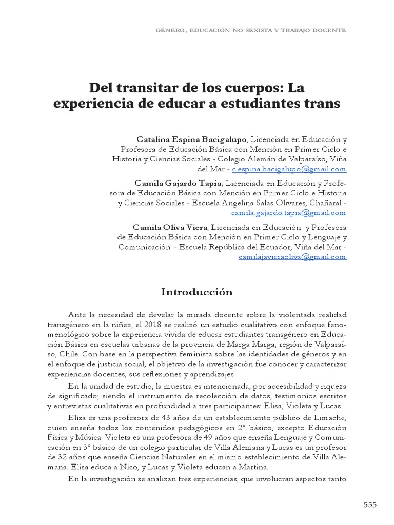 Espina Bacigalupo, 2022, Transitar Cuerpos Trans | PDF | Experiencia ...