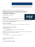 Boleta de Pago de Una Pensión de Retiro o Montepío de Dipreca