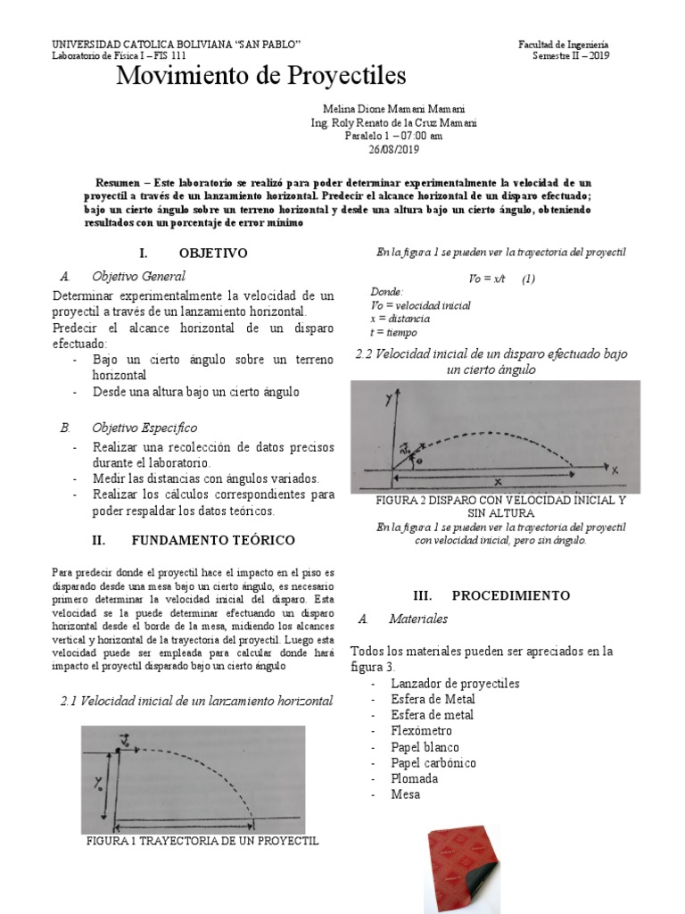 Movimiento de Proyectiles PDF Velocidad Proyectiles