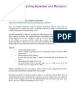 Issues On Teaching Interview and Research: Issue: Parents Not Participate in Students' Performance