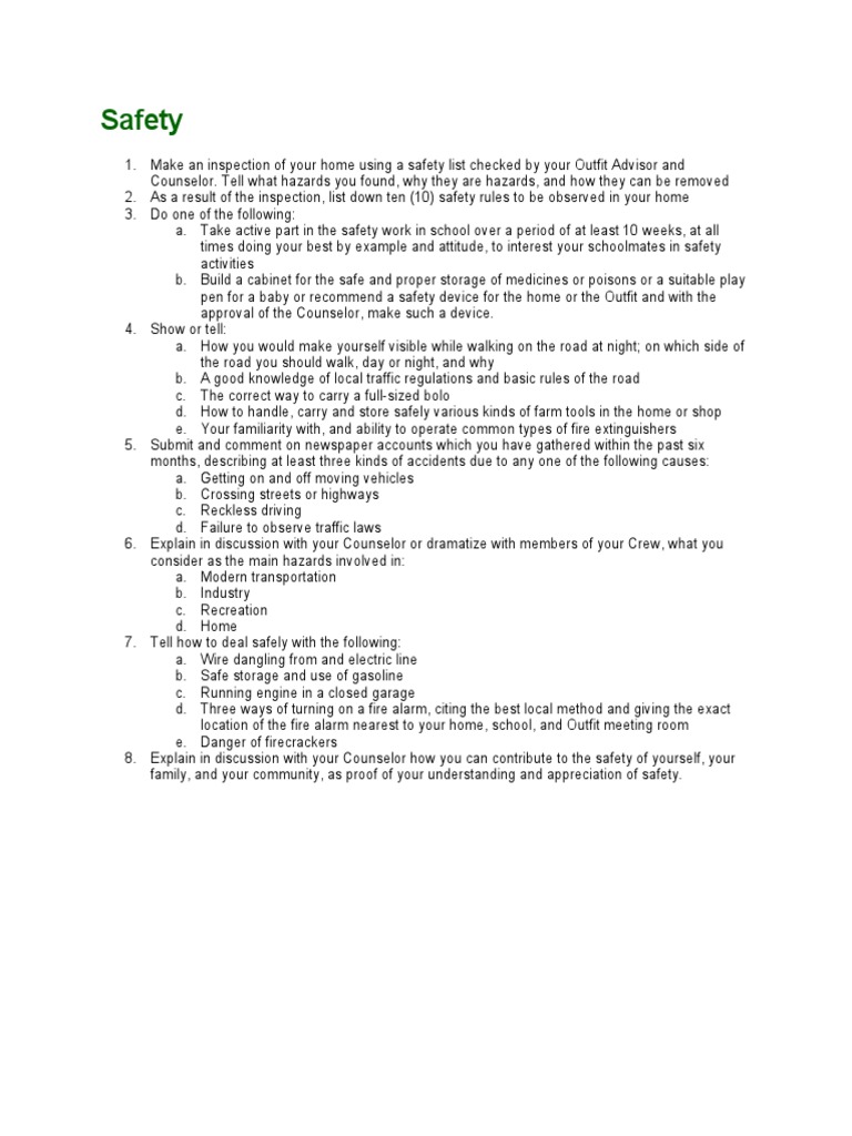 Safety - Merit Badge | PDF | Safety | Traffic