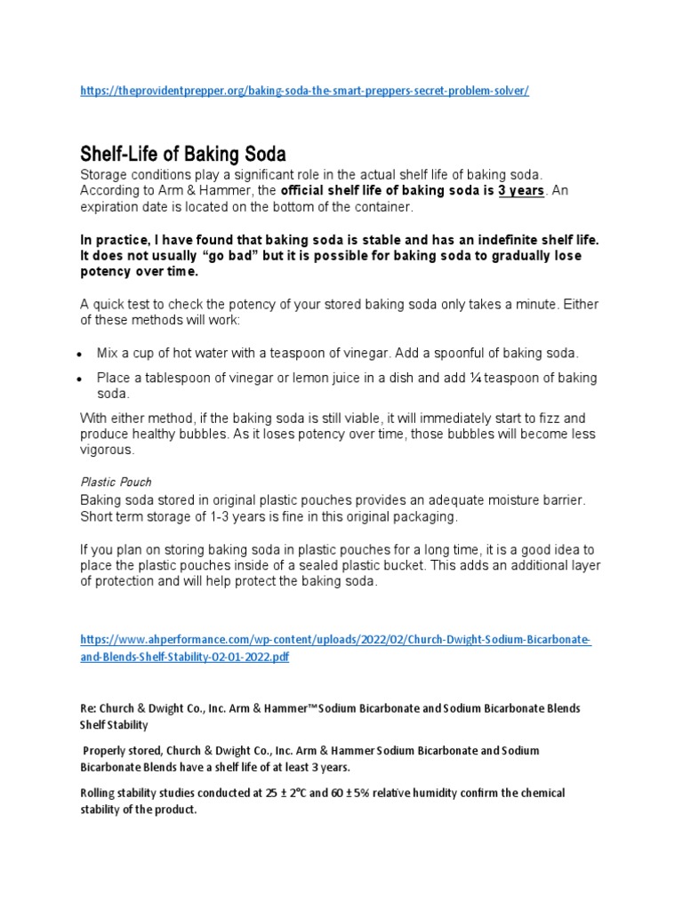 Sodium Bicarbonate Chemical Stability and Shelf Life PDF Sodium