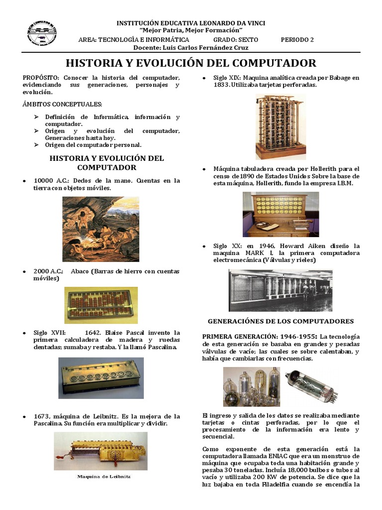 Historia y Evolución Del Computador | PDF | Circuito integrado