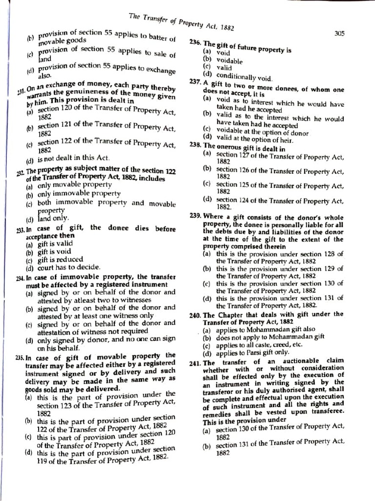 Transfer of Property - MCQ | PDF | Mortgage Law | Environmental Law