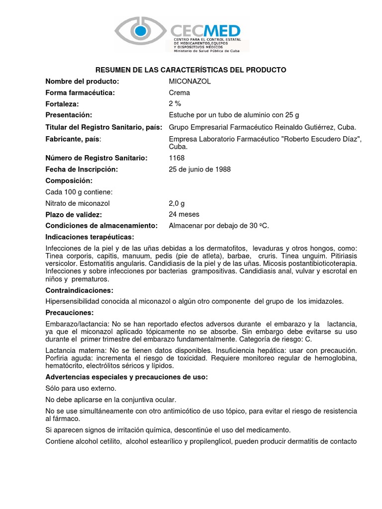 MICONAZOL USOS DOSIS Y CONTRAINDICACIONES intelligence overview