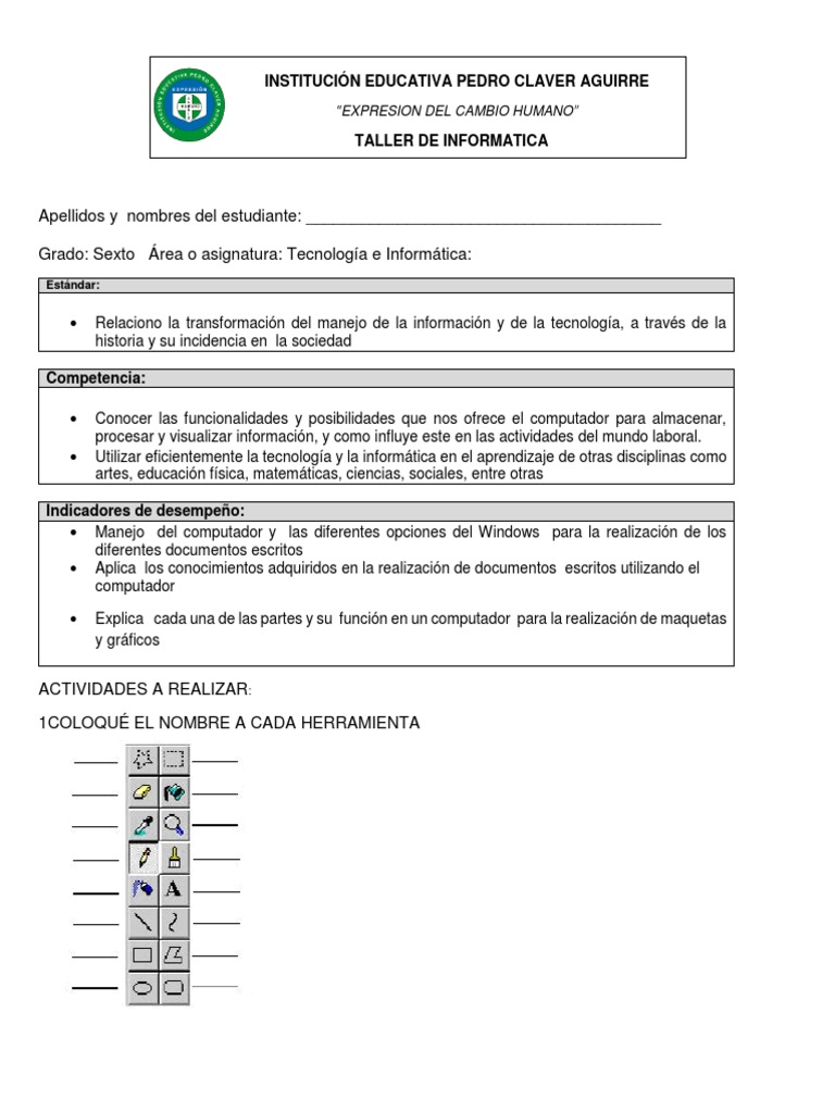 Taller de Informática I.E. Pedro Claver | PDF | Informática | Hardware ...