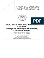 BSC Nursing CMC Vellore Chittoor Campus Admission Bulletin 2022