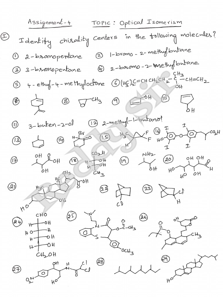 Optical Isomerism Assignment PDF PDF