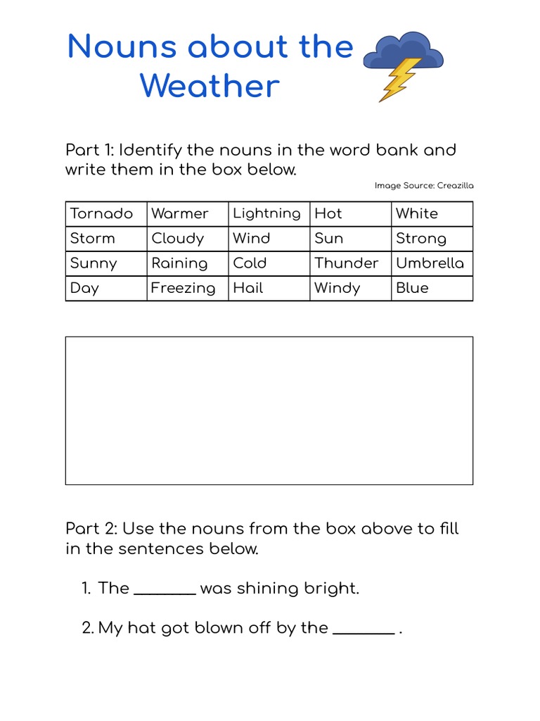 Weather Nouns Sort PDF
