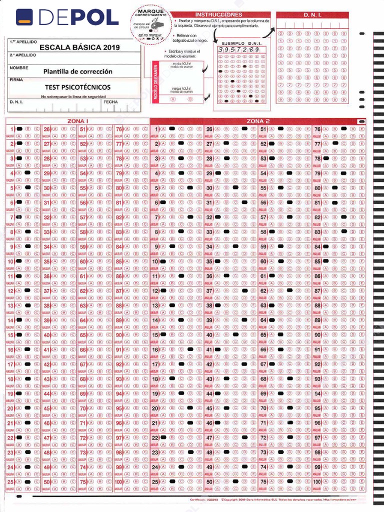 Plantilla respuestas test psicotecnico pdf