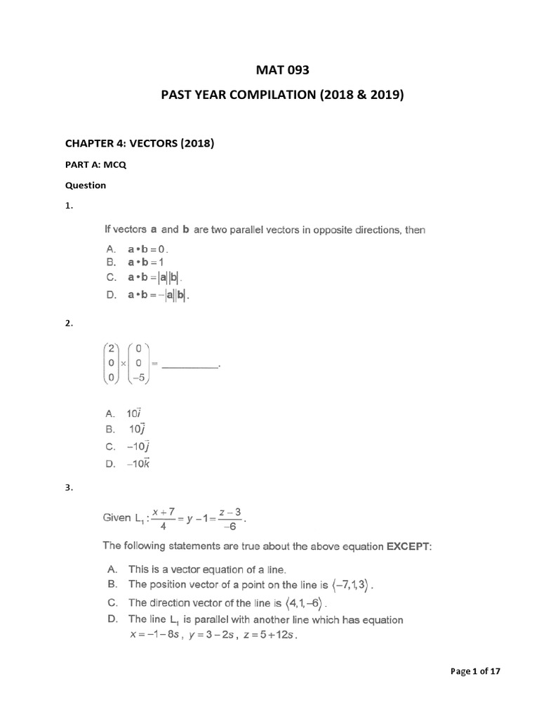 MAT 093 Past Year Questions Compilation | PDF | Angle | Applied Mathematics