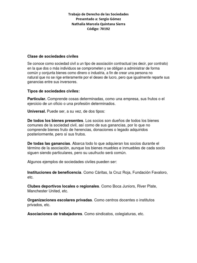 Tipos de Sociedades y Características | PDF | Sociedad de ...