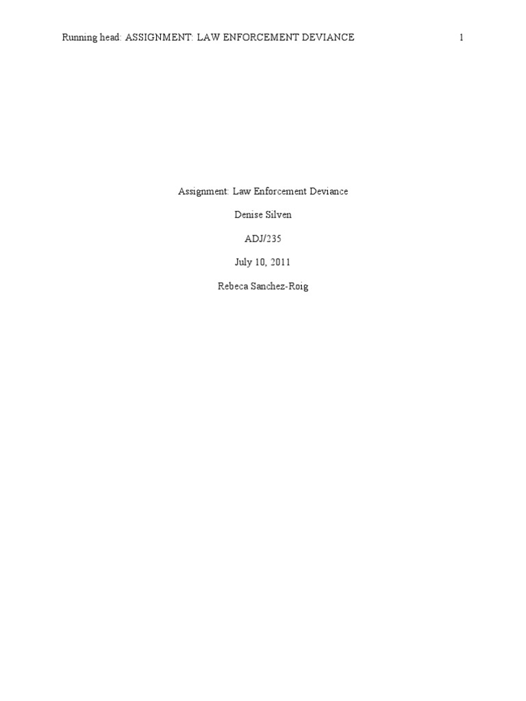 Assignment Law Enforcement Deviance | PDF | Los Angeles Police ...