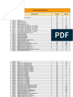 Lista de Costos de Materiales.