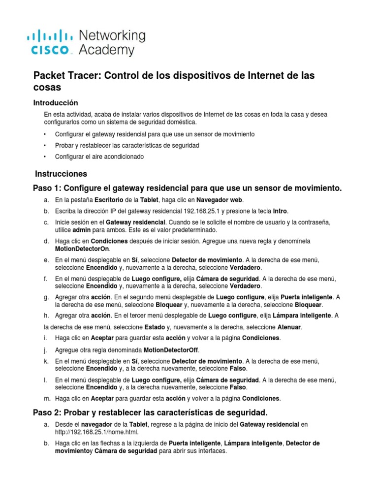 Control de Dispositivos IoT en Packet Tracer | PDF | Ingeniería ...