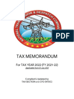 Tax Memo For Tax Year 2022 (FY 2021-22) Applicable From 1st July 2021