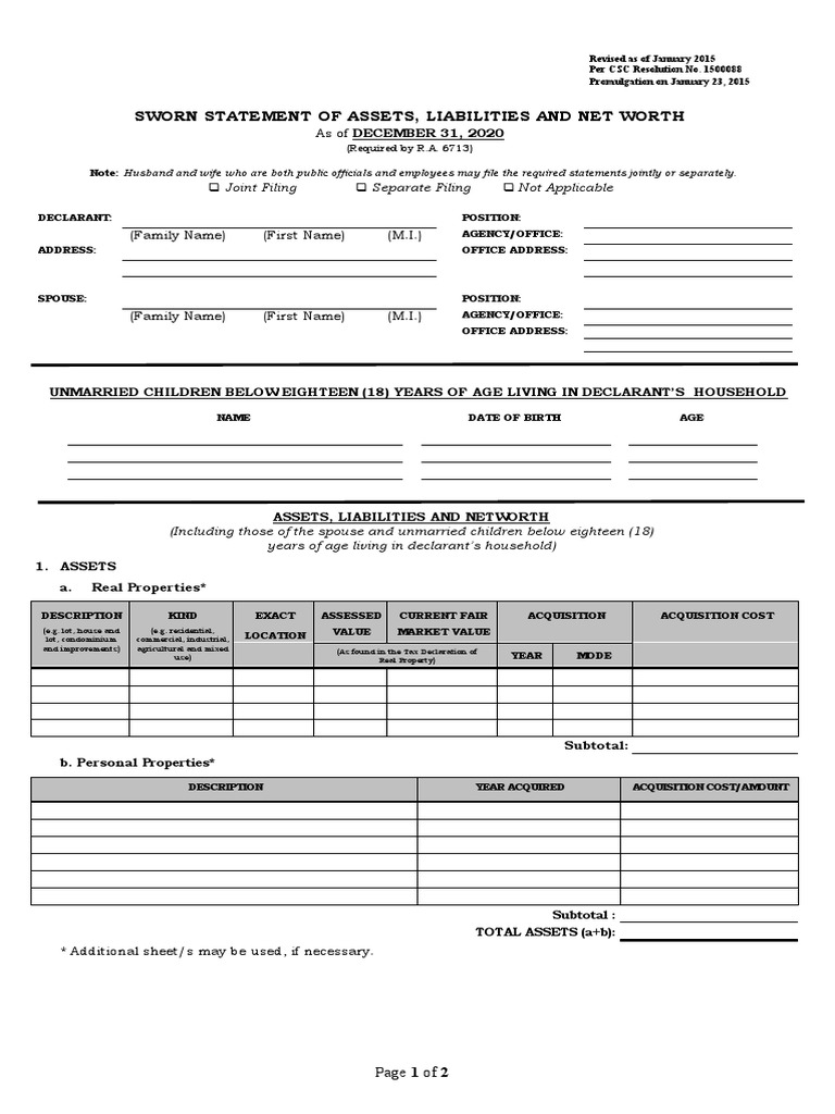 Saln blank pdf net worth business economics