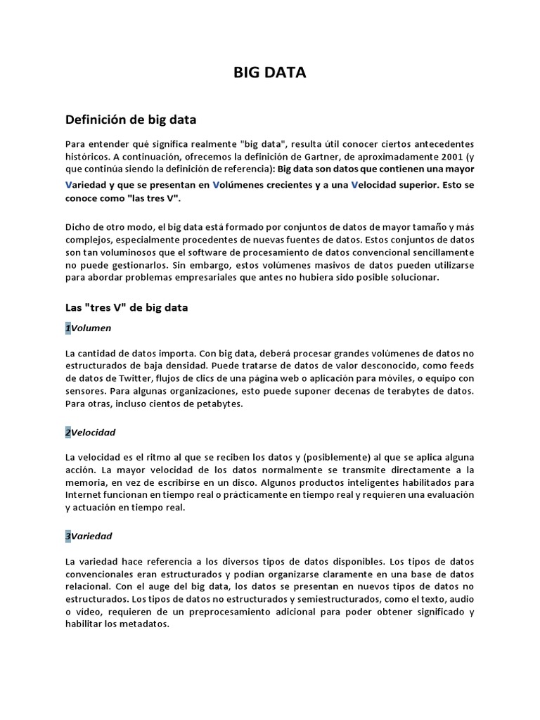 Definición y Ventajas del Big Data | PDF | Big Data | No Sql